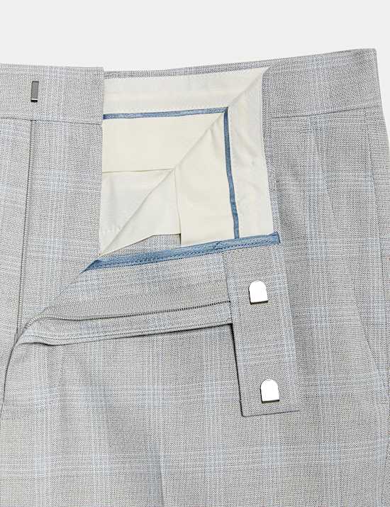 Tailored Fit Check Stretch Suit Trousers