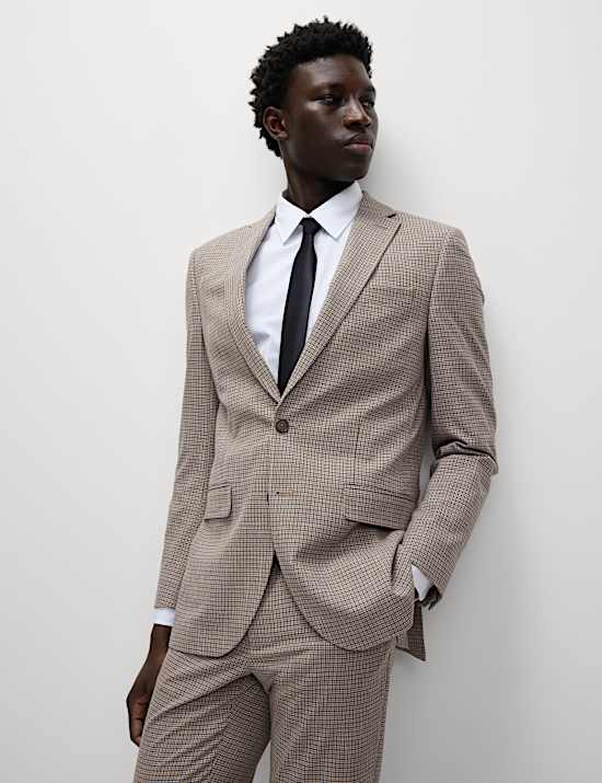 Tailored Fit Grid Check Suit Jacket