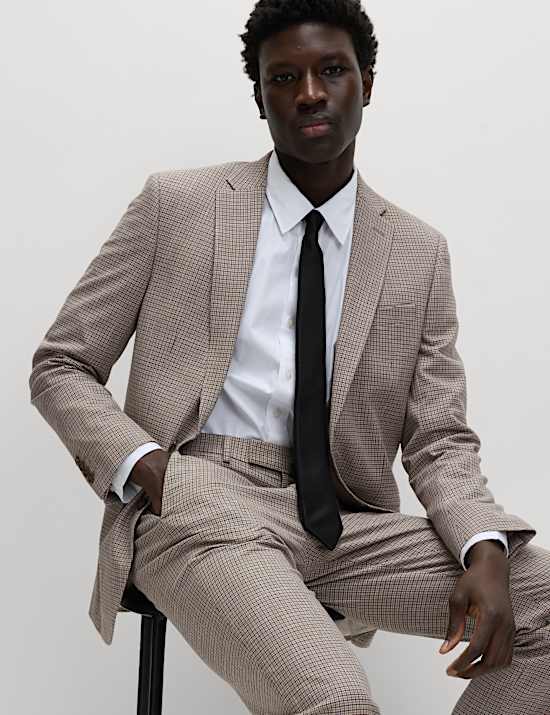 Tailored Fit Grid Check Suit Jacket