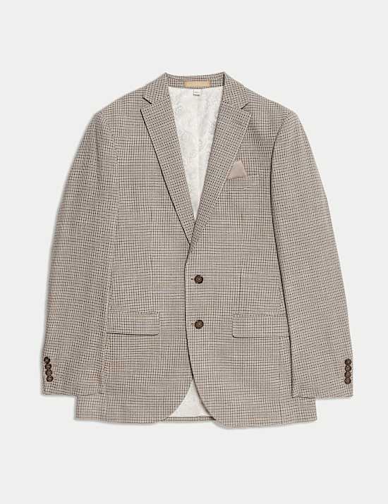 Tailored Fit Grid Check Suit Jacket