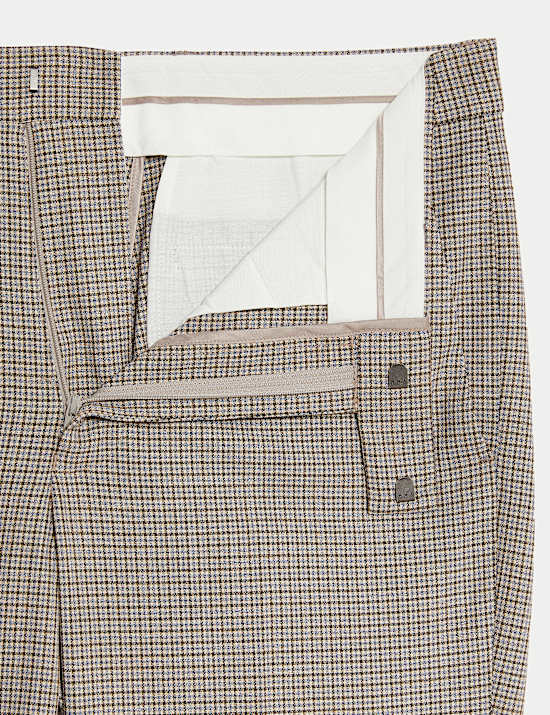 Tailored Fit Grid Check Suit Trousers
