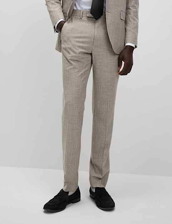 Tailored Fit Grid Check Suit Trousers