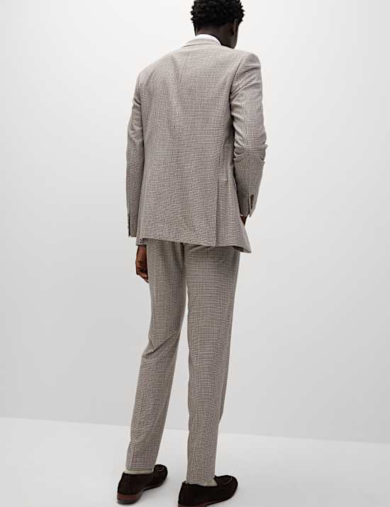 Tailored Fit Grid Check Suit Trousers