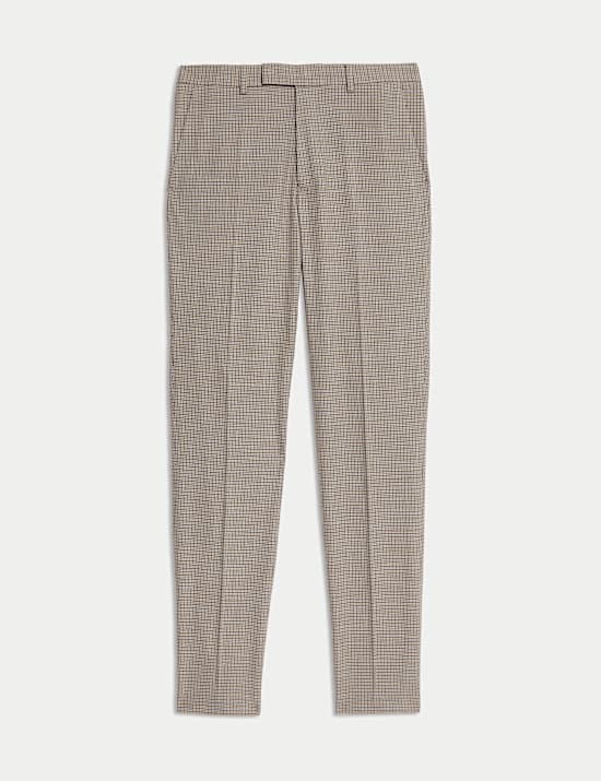 Tailored Fit Grid Check Suit Trousers