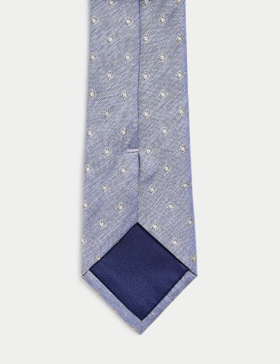 Cravate 100 % soie à motif géométrique