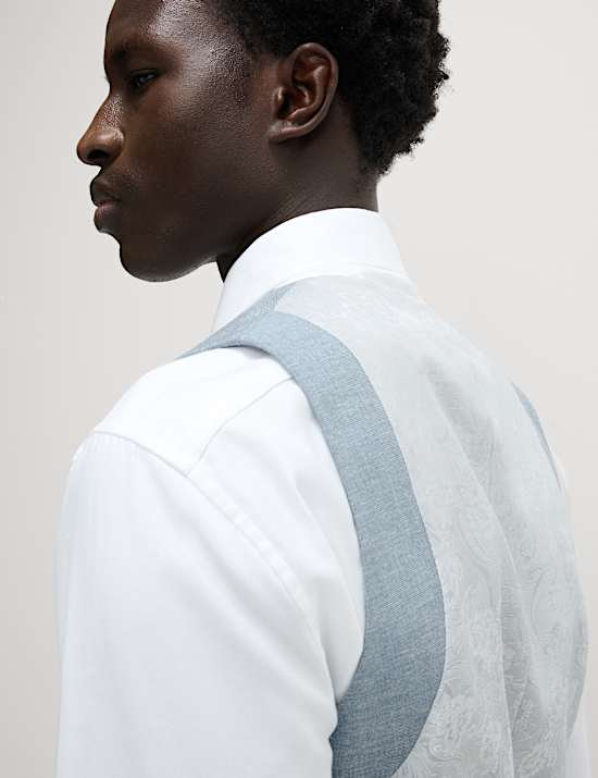 Gilet de costume crois&eacute; coupe ajust&eacute;e avec lin