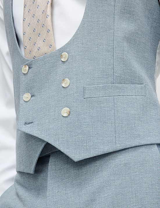 Gilet de costume crois&eacute; coupe ajust&eacute;e avec lin