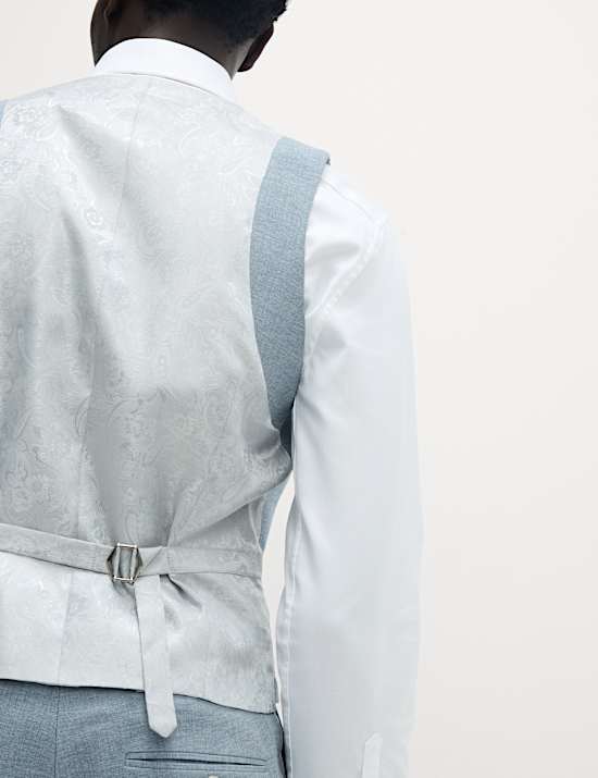 Gilet de costume crois&eacute; coupe ajust&eacute;e avec lin