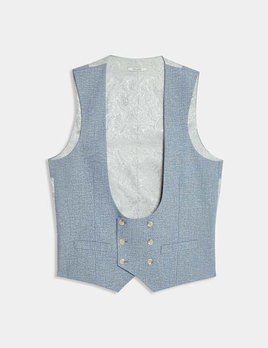 Gilet de costume crois&eacute; coupe ajust&eacute;e avec lin