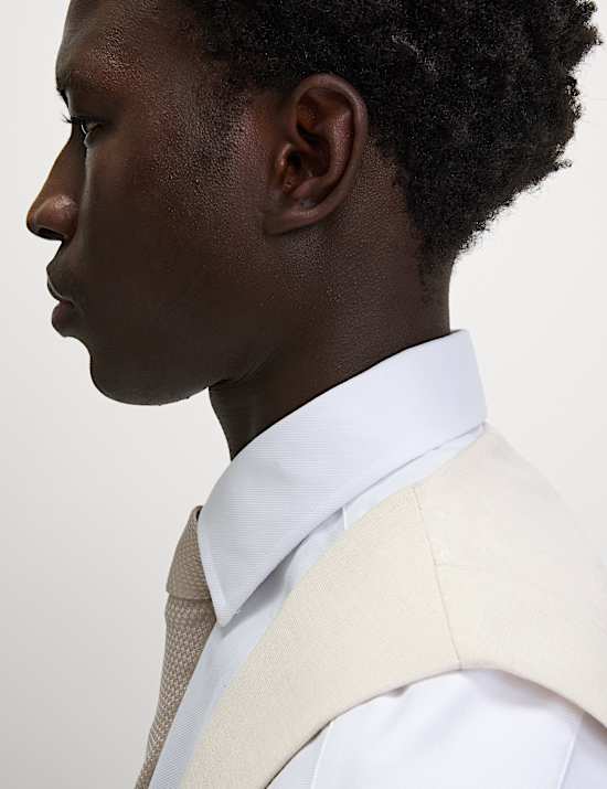 Tailored Fit Double Breasted  Waistcoat with Linen