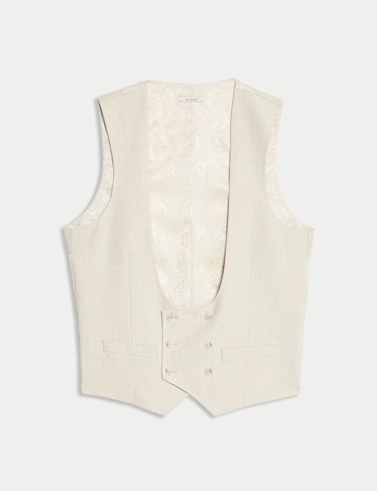 Tailored Fit Double Breasted  Waistcoat with Linen