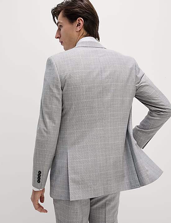 Slim Fit Prince of Wales Check Suit Jacket