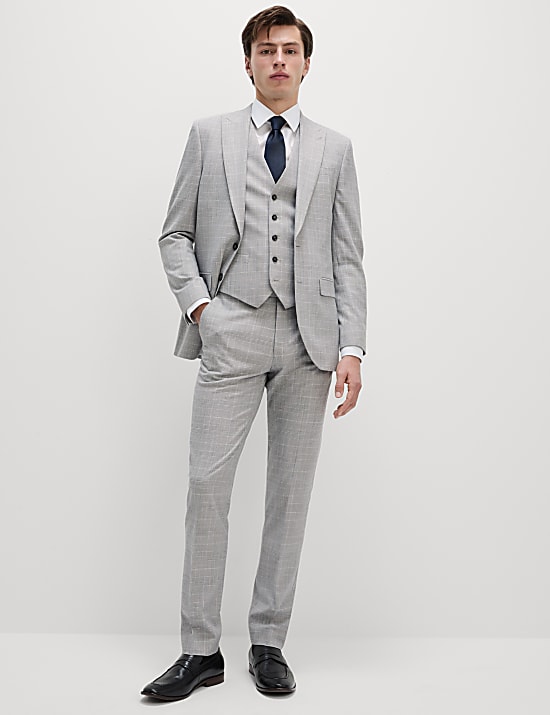 Slim Fit Prince of Wales Check Suit Jacket