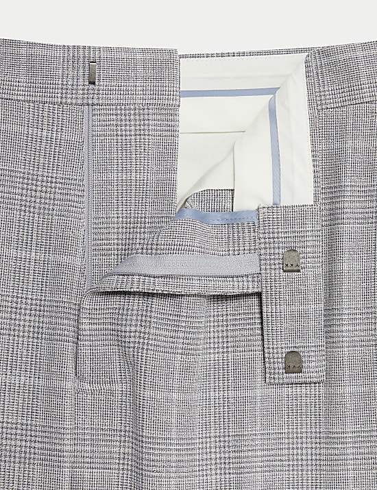 Slim Fit Prince of Wales Check Suit Trousers