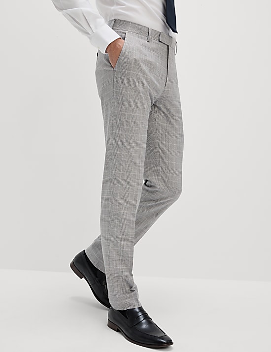 Slim Fit Prince of Wales Check Suit Trousers