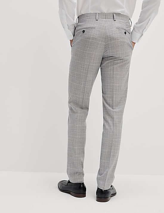 Slim Fit Prince of Wales Check Suit Trousers