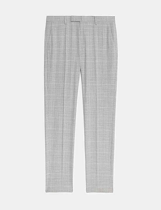 Slim Fit Prince of Wales Check Suit Trousers