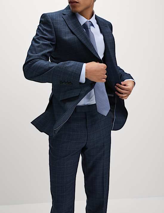 Pantalón de traje slim de cuadros