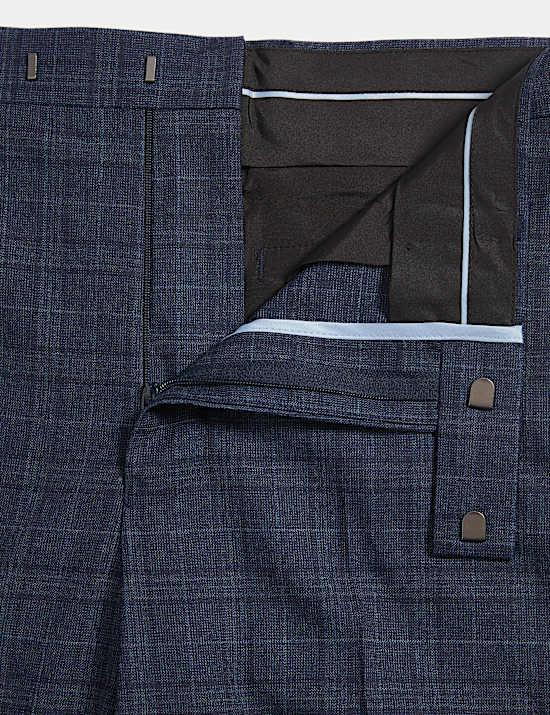 Pantalones de traje regular elástico a cuadros