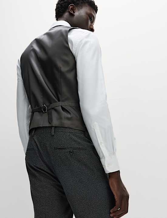 Slim Fit Puppytooth Stretch Waistcoat