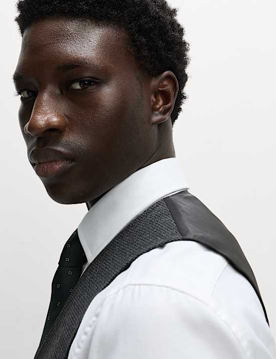 Slim Fit Puppytooth Stretch Waistcoat