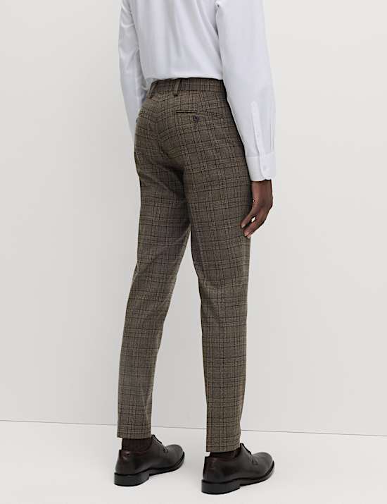 Slim Fit Prince of Wales Check Stretch Trousers