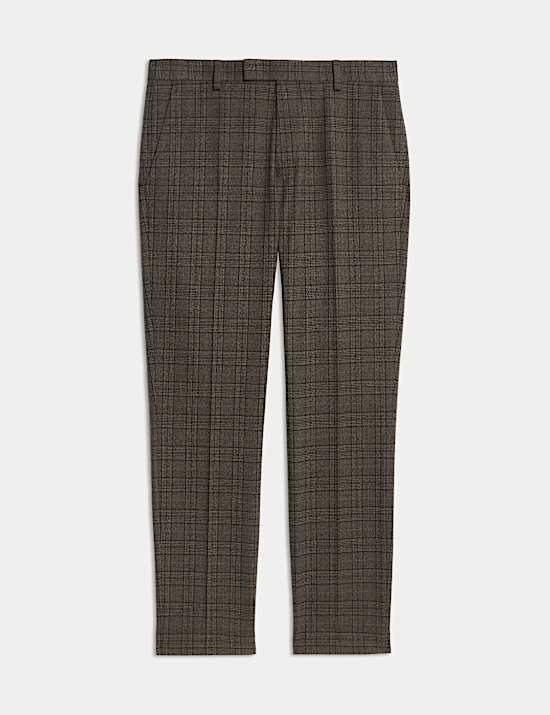Slim Fit Prince of Wales Check Stretch Trousers