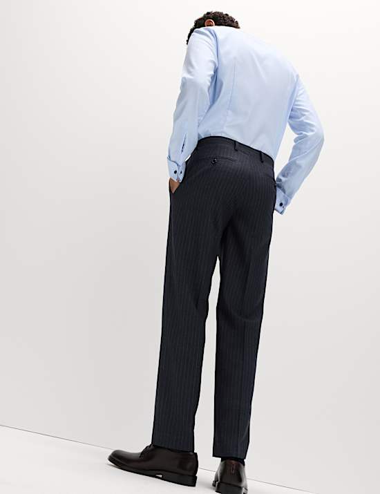 Pantalon met stretch, normale pasvorm en krijtstreep