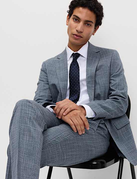 Jacke mit Stretchanteil, eng anliegender Passform und Karomuster