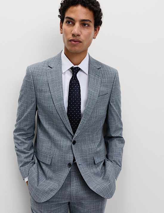 Jacke mit Stretchanteil, eng anliegender Passform und Karomuster