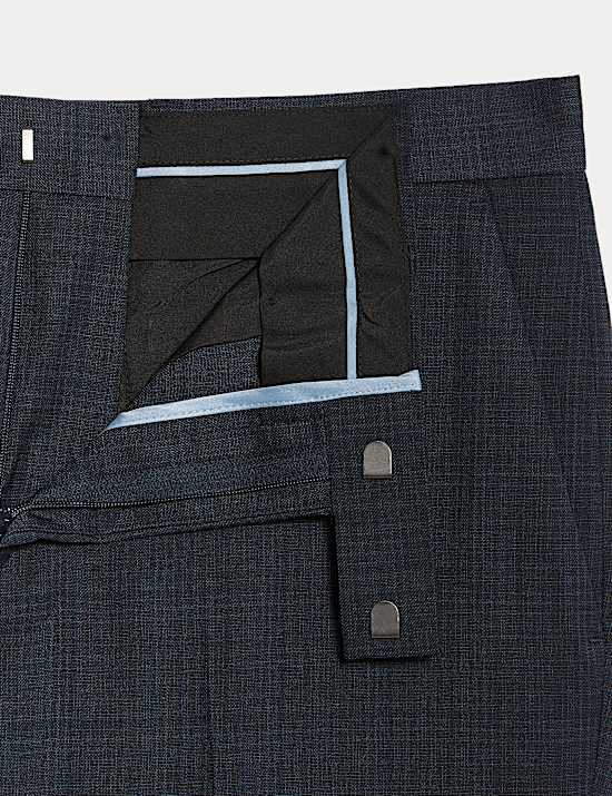 Slim Fit Check Stretch Suit Trousers