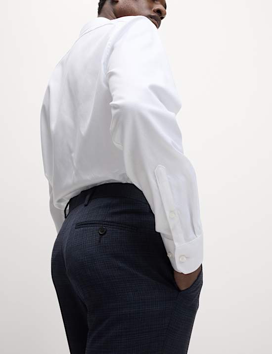 Slim Fit Check Stretch Suit Trousers