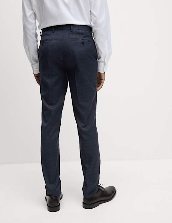 Slim Fit Check Stretch Suit Trousers