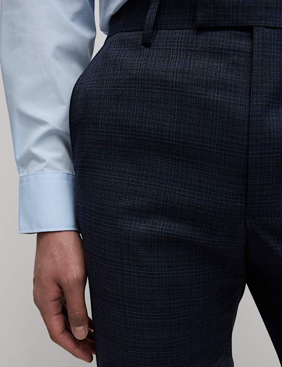 Regular Fit Shadow Check Suit Trousers