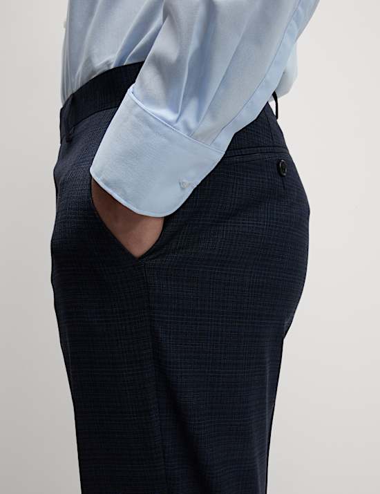 Regular Fit Shadow Check Suit Trousers
