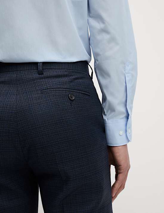 Regular Fit Shadow Check Suit Trousers