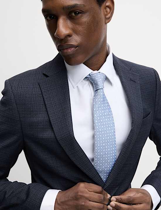 Slim Fit Shadow Check Suit Jacket