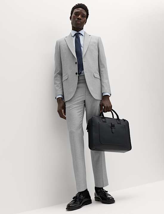 Regular Fit Pinstripe Stretch Suit Jacket