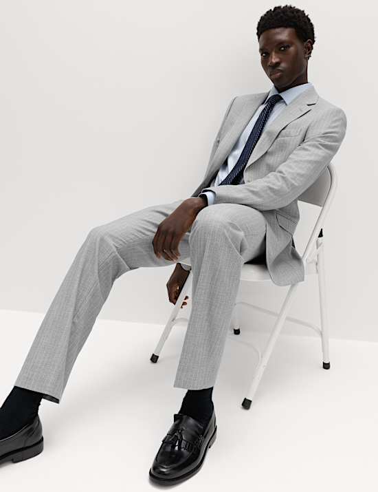 Regular Fit Pinstripe Stretch Suit Jacket