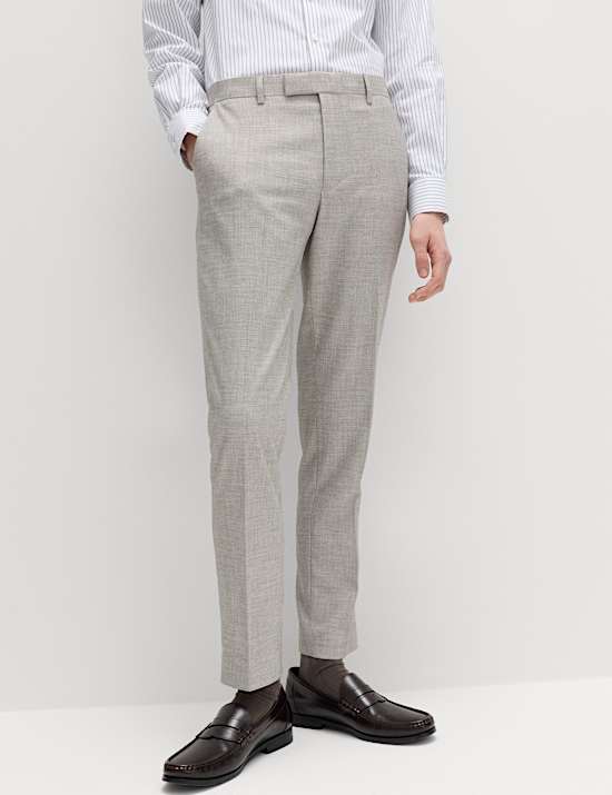 Slim Fit Textured Twill Stretch Trousers
