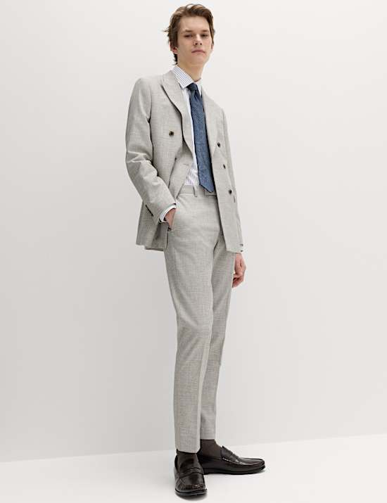 Slim Fit Textured Twill Stretch Trousers