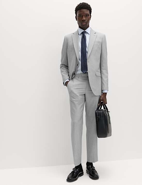 Regular Fit Pinstripe Suit Trousers