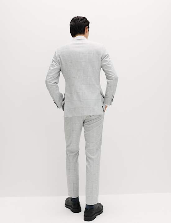 Veste tailleur crois&eacute;e coupe slim &agrave; carreaux