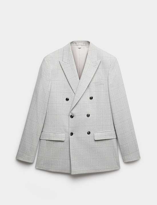 Veste tailleur crois&eacute;e coupe slim &agrave; carreaux