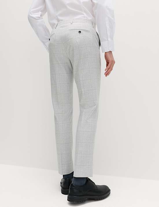 Slim Fit Check Stretch Suit Trousers