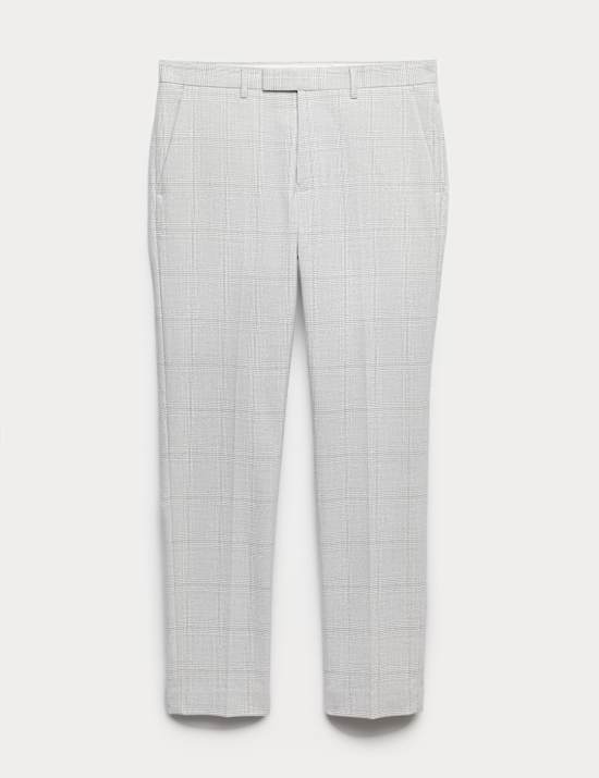 Slim Fit Check Stretch Suit Trousers