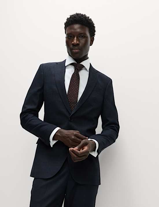 Skinny Fit Check Suit Jacket