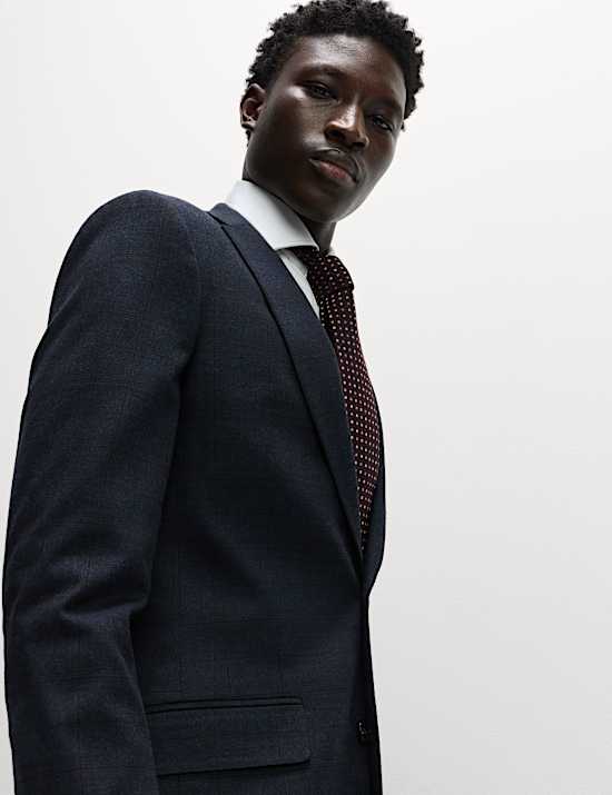 Skinny Fit Check Suit Jacket