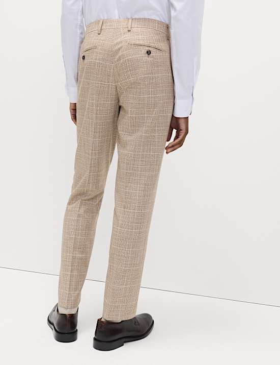 Regular Fit Check Suit Trousers