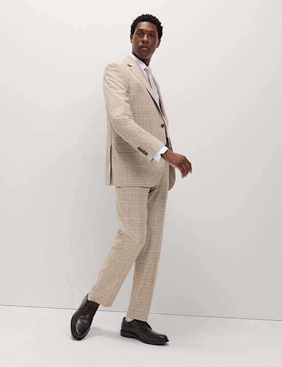 Regular Fit Check Suit Trousers